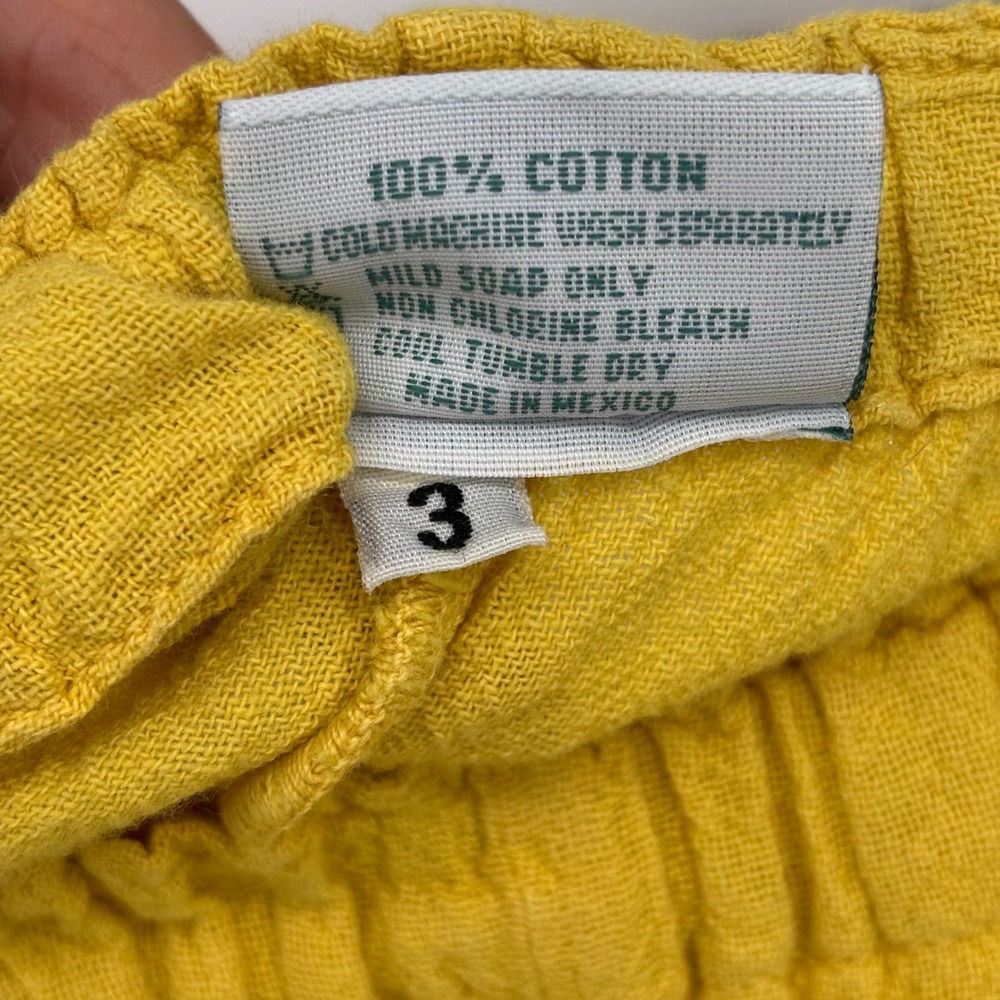 Oh My Gauze Wide-Leg Pants Drawstring Leg Pockets Yellow Size XXL (3) - Picture 3 of 8